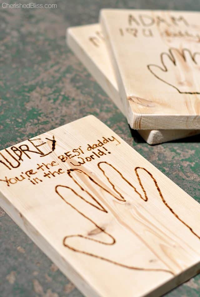 wood burned father's day craft