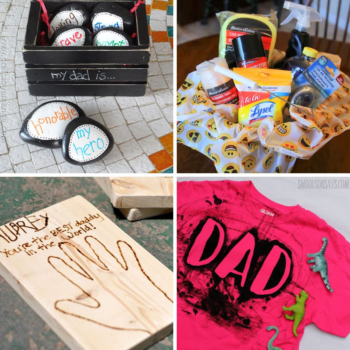 4 image collage with Father's Day Arts and Crafts Ideas