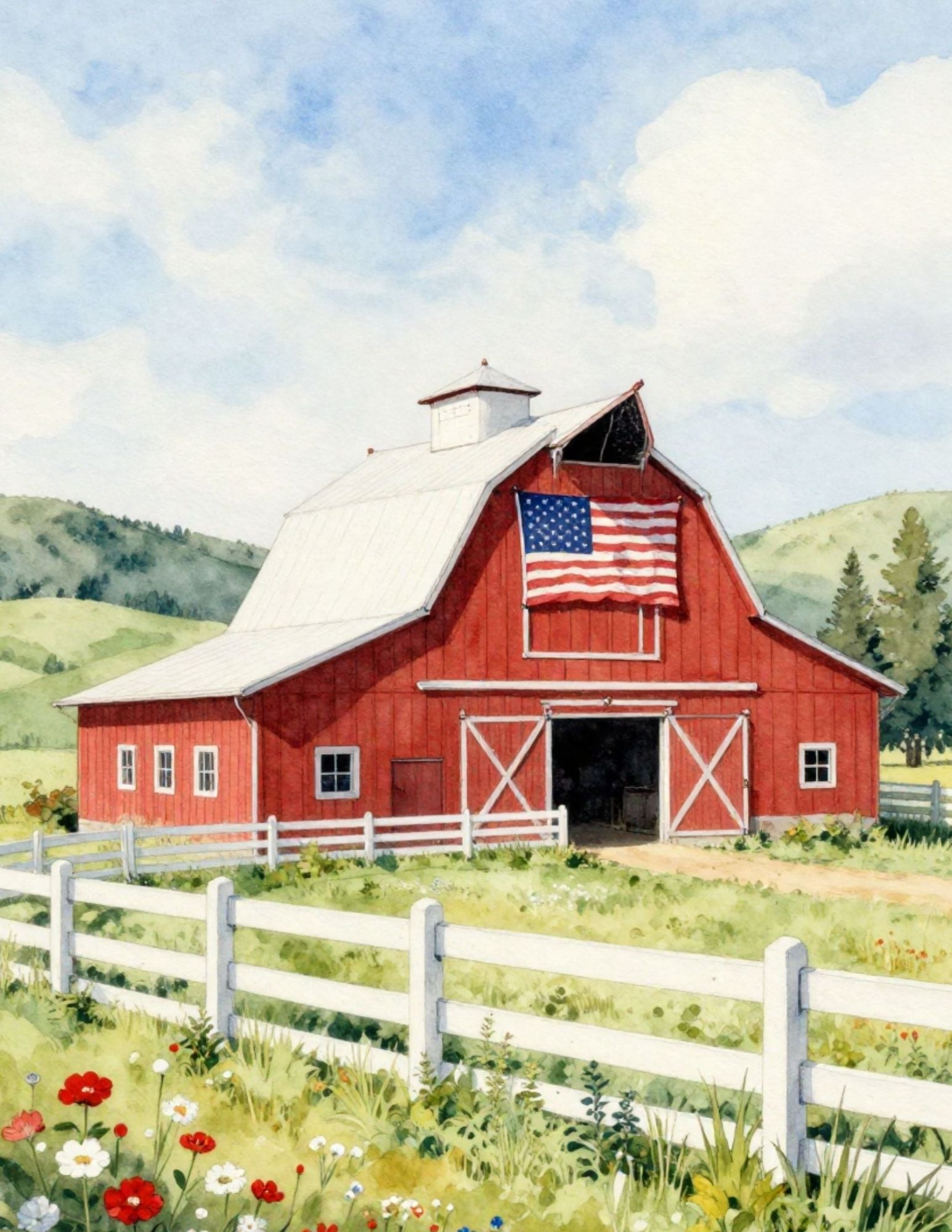 country red barn scene
