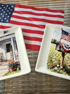 Patriotic Dollar Tree Craft with ceramic plates