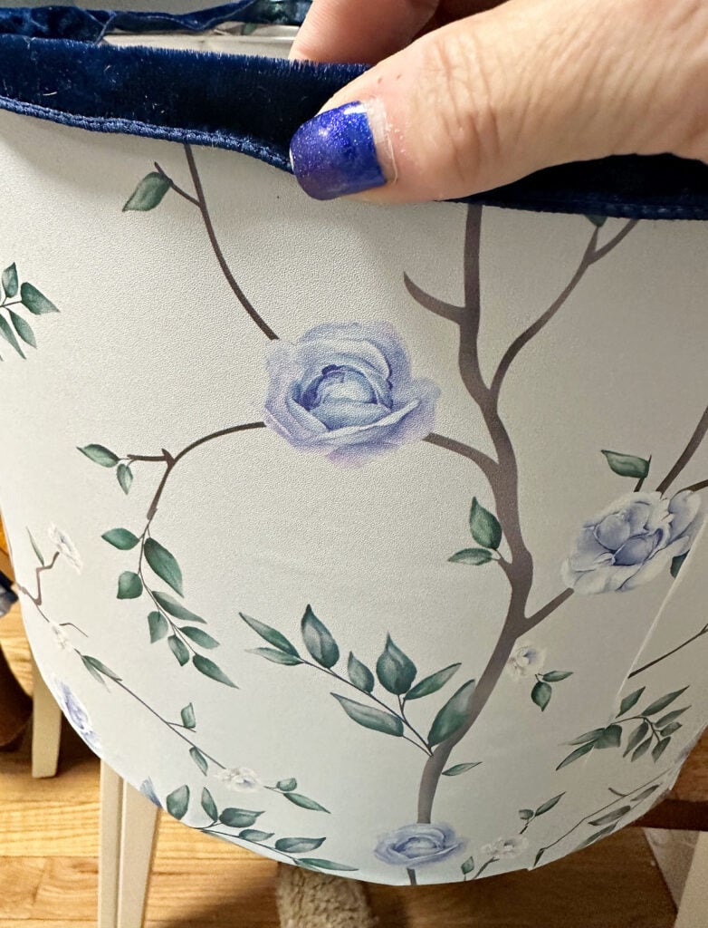 adding ribbon trim to lampshade