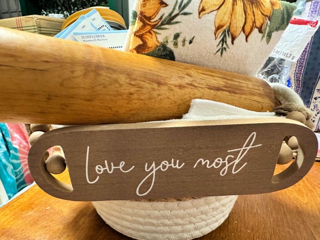 back of sunflower gift basket