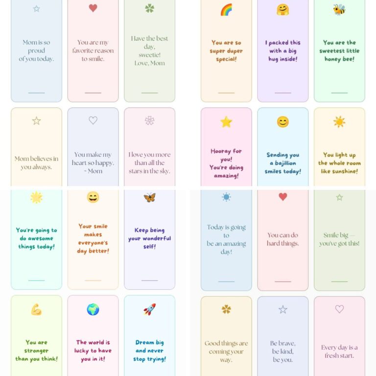24 printable lunch box notes for school age kids