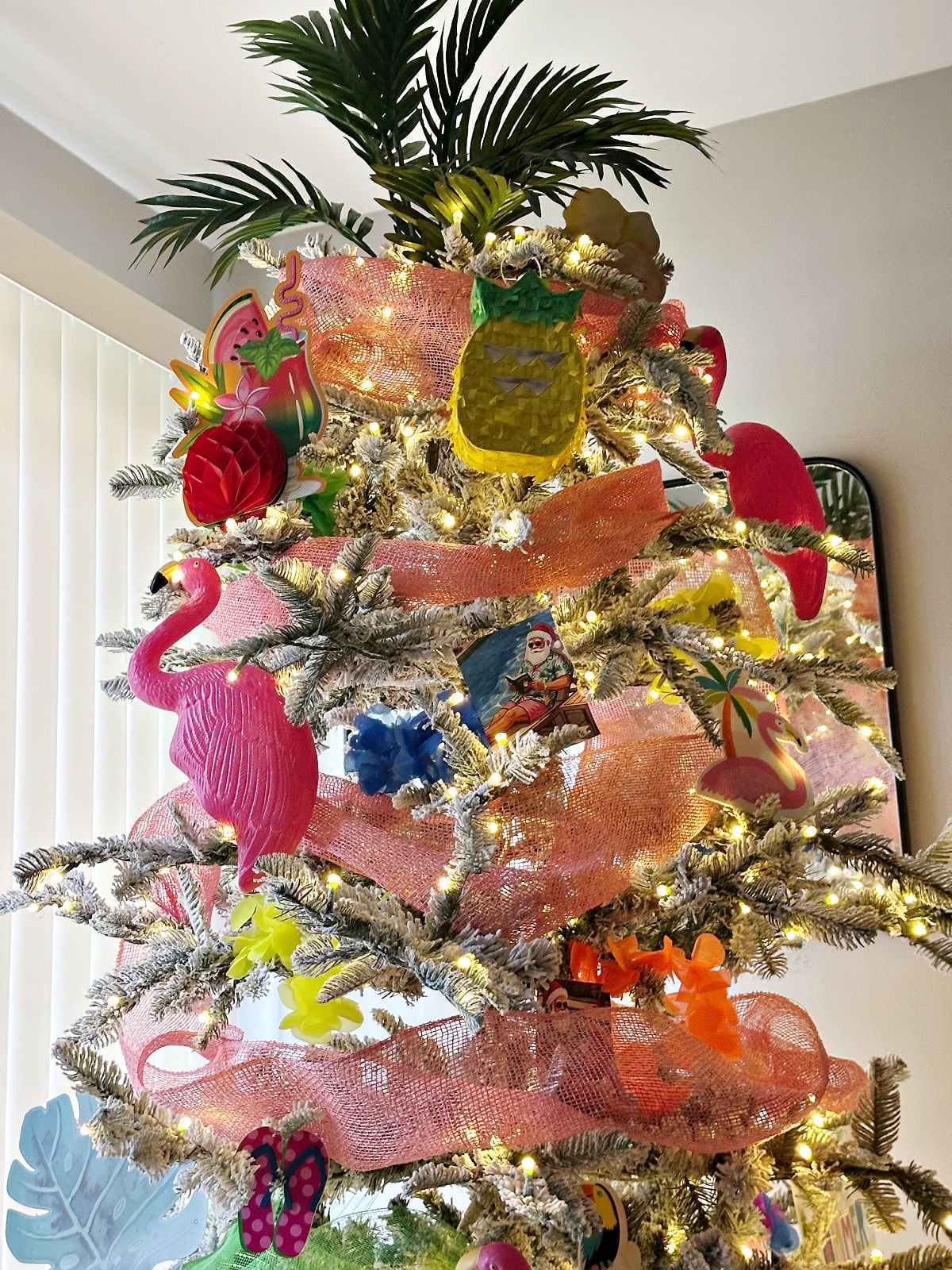 christmas decorations on summer christmas tree