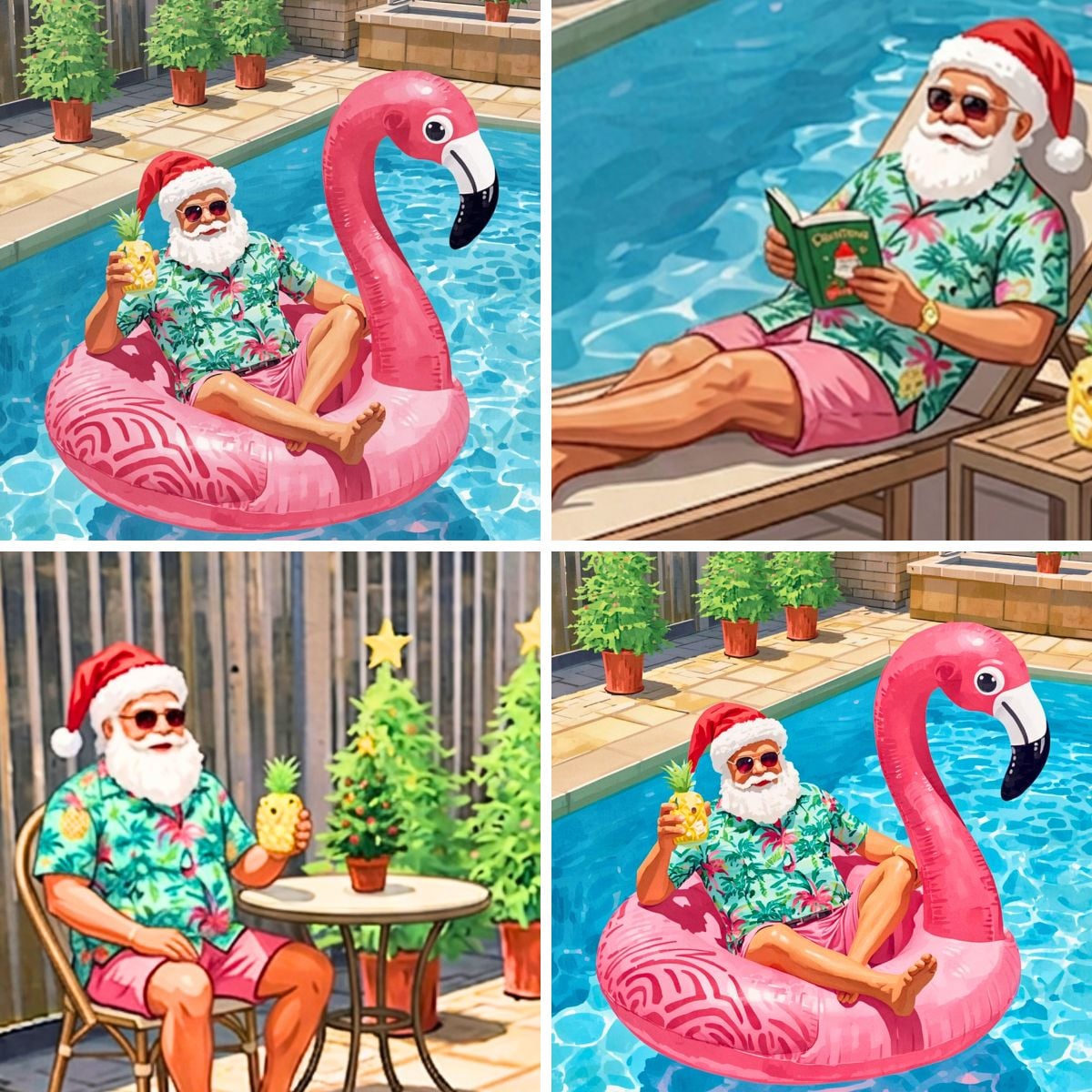 4 image collage christmas in july printables