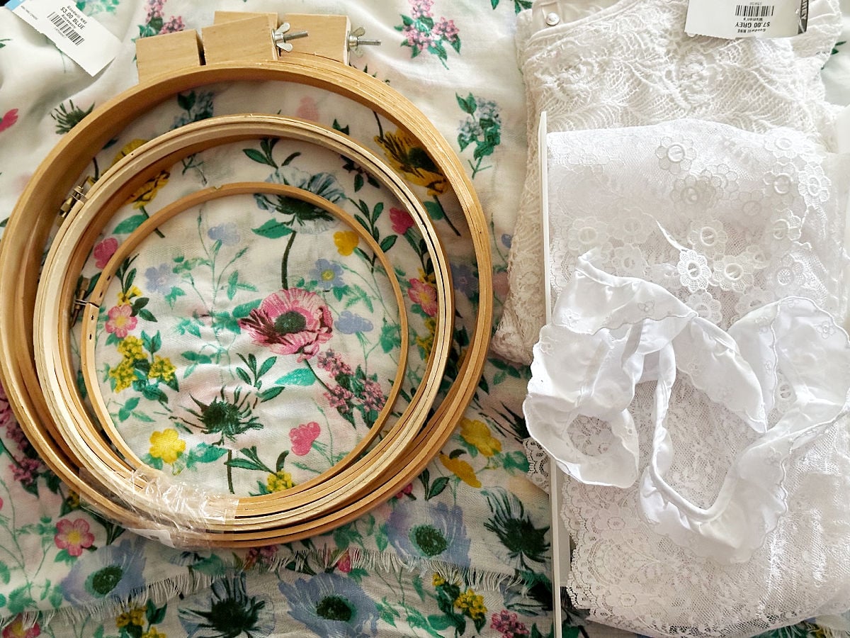 supplies for embroidery hoop wall art