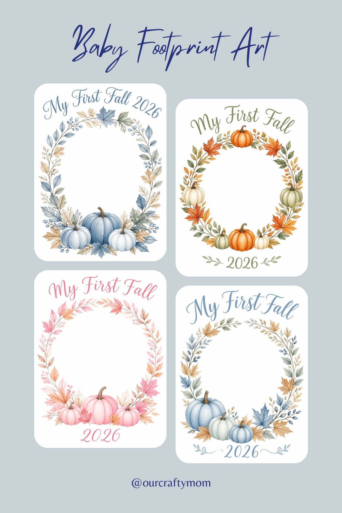 4 image collage Printable Fall Footprint Art For Infants