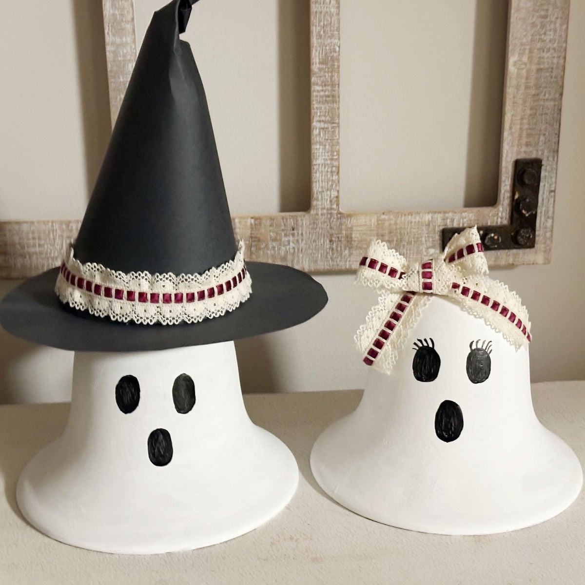 2 painted ghost globe lights
