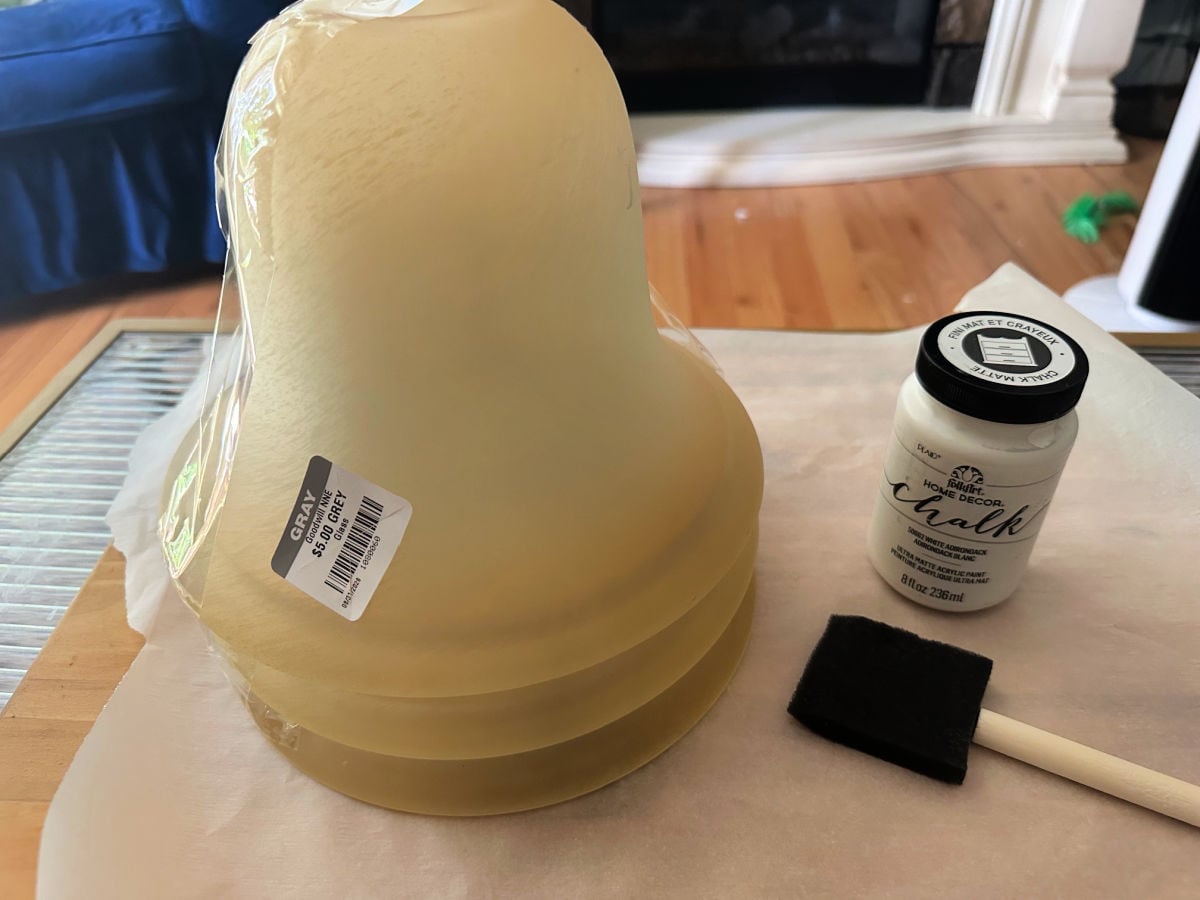thrift store glass shades and chalk paint
