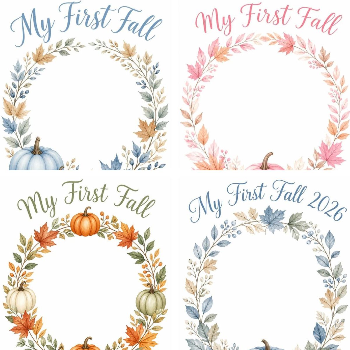 4 image collage my first fall printables