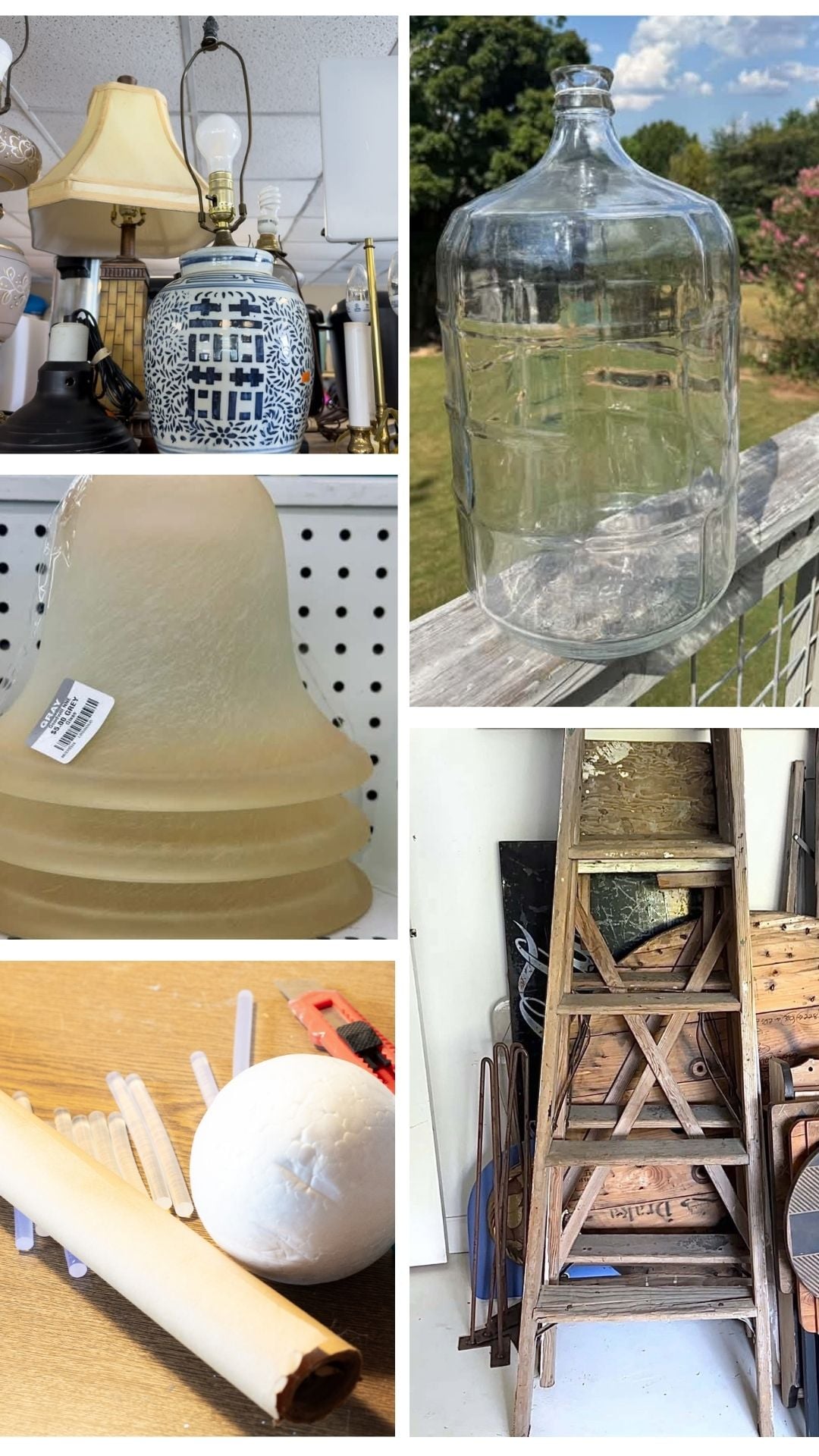 5 image collage thrift store decor team