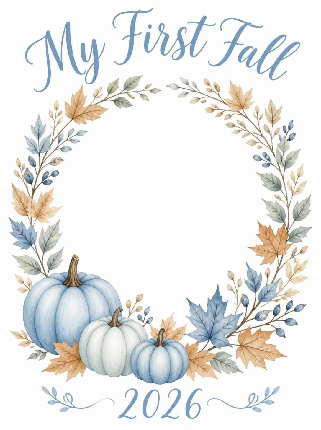 blue themed pumpkin first fall printable