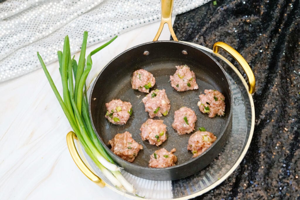 pork balls in pan