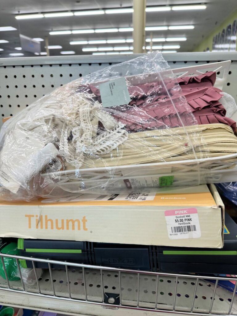 lace and fabric scraps found at Goodwill