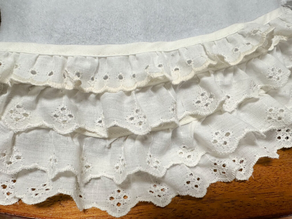 ruffled lace glued to pumpkin form