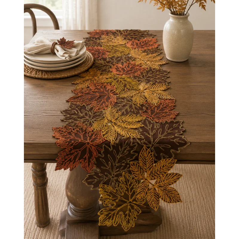 leaf cutout thanksgiving table runner Wayfair